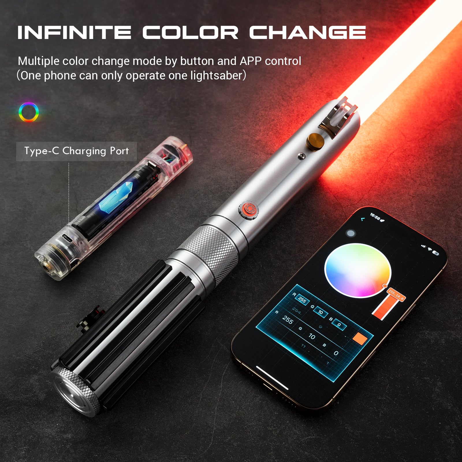 Anakin Luke Skywalker Lightsaber Smooth Swing Motion Control Saber 16 Sound Fonts Color Changing