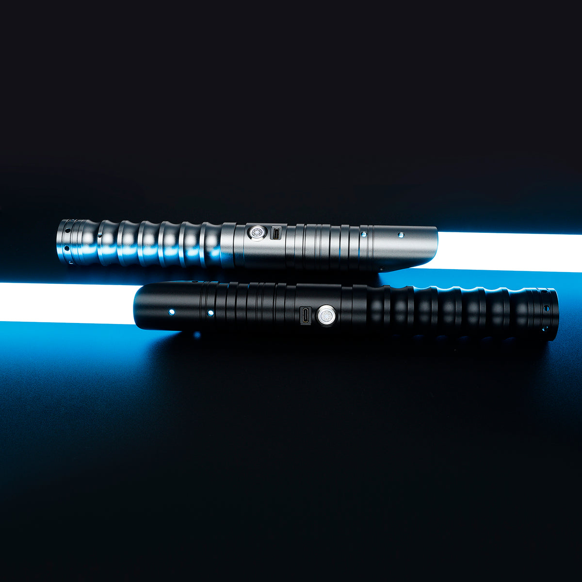 2 x SaberCustom heavy dueling lightsaber fx smooth swing 16 sound fonts infinite color changing 72CM blade NO038 1 x Grey,1 x Black