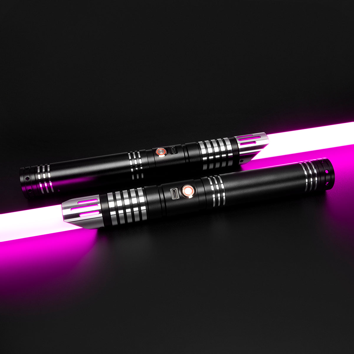 2 x SaberCustom heavy dueling lightsaber fx smooth swing 16 sound fonts infinite color changing 72CM blade C033 2 x Black