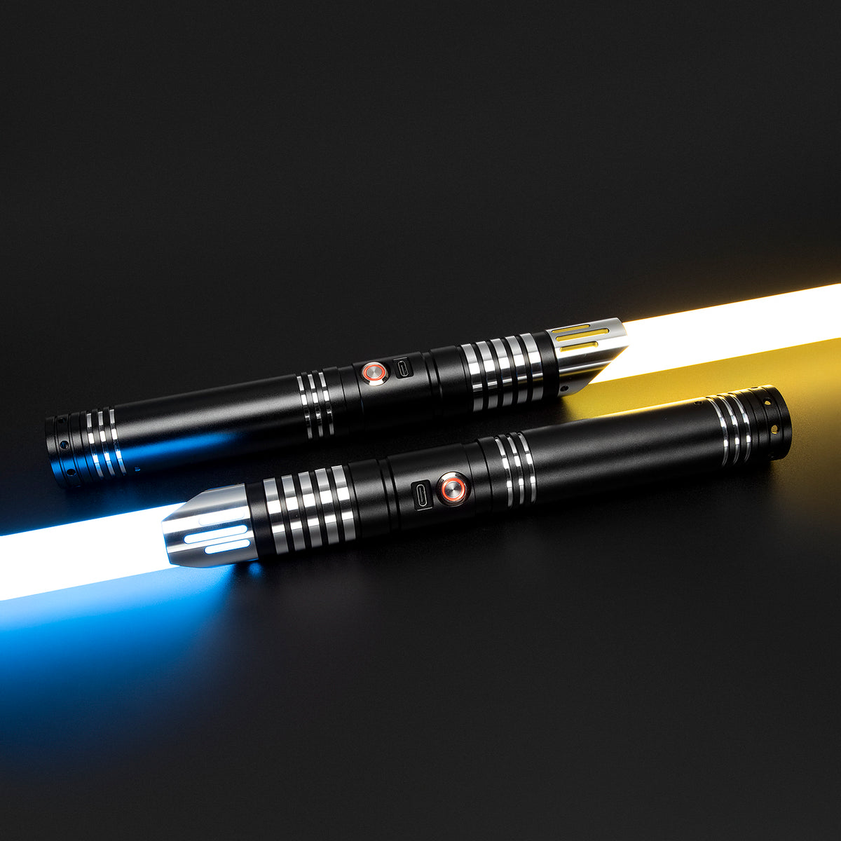 2 x SaberCustom heavy dueling lightsaber fx smooth swing 16 sound fonts infinite color changing 72CM blade C033 2 x Black