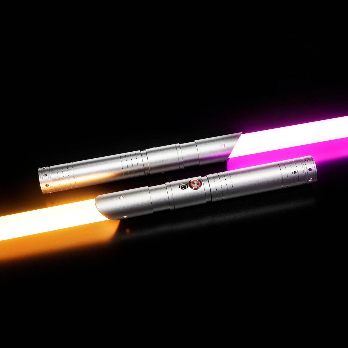 2 x SaberCustom heavy dueling lightsaber fx smooth swing 16 sound fonts infinite color changing 72CM blade Z4 2 x Grey